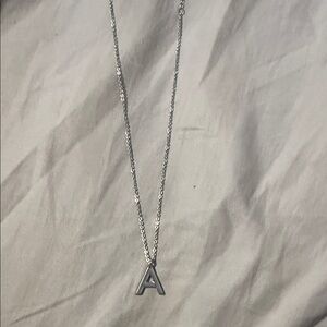 Silver Initial 'A' Pendant Necklace